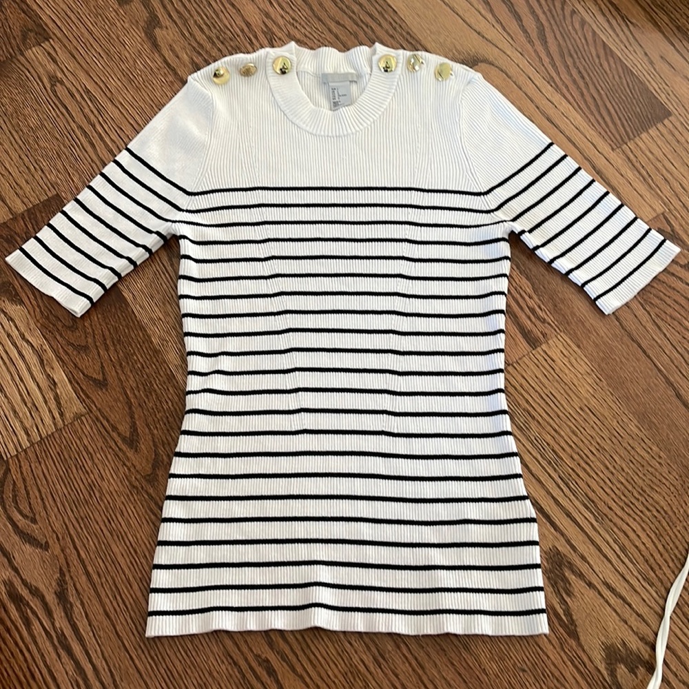 H&M Black and White Short Sleeve Sweater